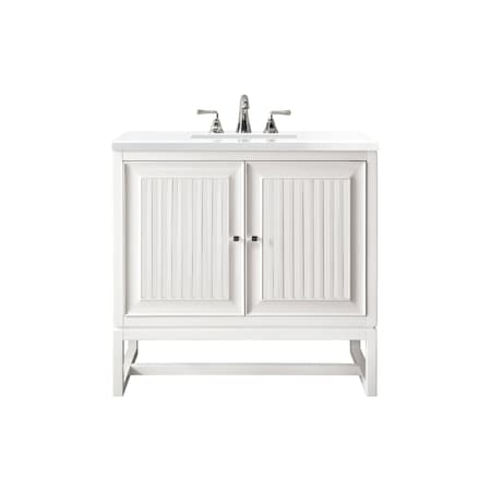 James Martin Vanities Athens 30in Single Vanity, Glossy White w/ 3 CM White Zeus Quartz Top E645-V30-GW-3WZ